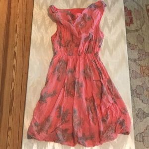 Coral, Floral Tuscan Dress